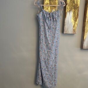 NEW Blue with pink flower silky like feel dress